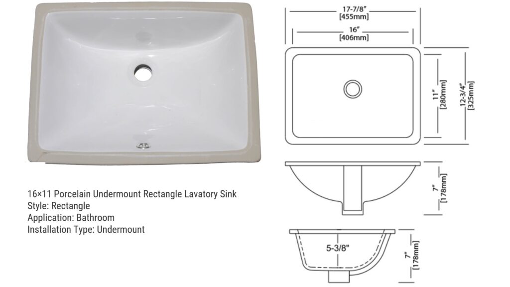 Undermount Porcelain Rectangle Lavatory Sink Installation Service in Raleigh, NC. 